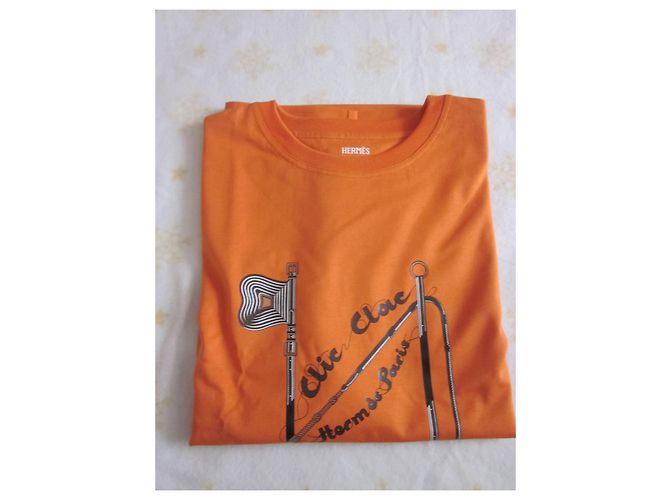 Hermès T-shirt in cotone Clic Clac Arancione - vista 3