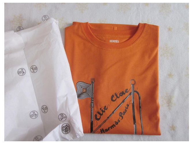 Hermès T-shirt in cotone Clic Clac Arancione - vista 4