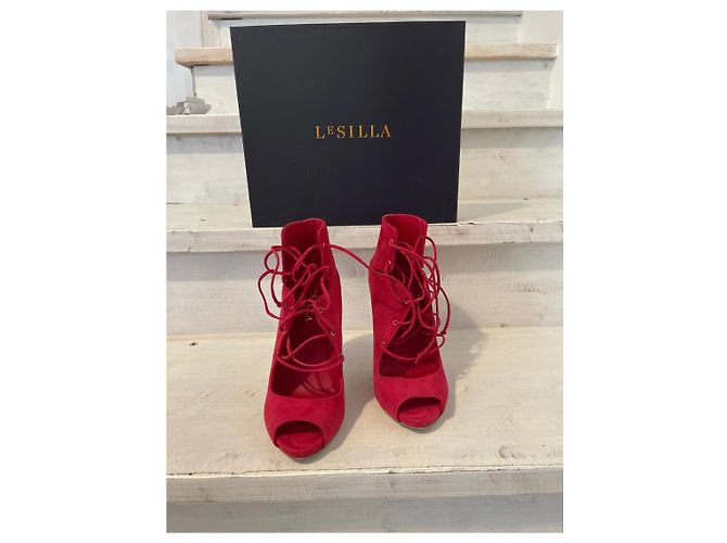 Le Silla High Heels aus rotem Wildleder mit Schnürung - Ansicht 2