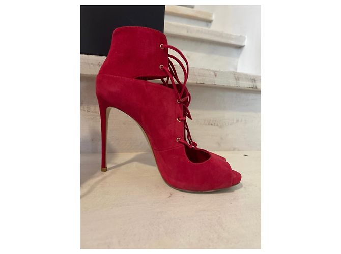 Le Silla High Heels aus rotem Wildleder mit Schnürung - Ansicht 4