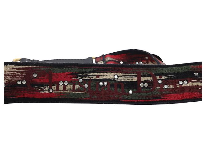 Tracolla per borsa decorata Dior in cotone nero - vista 3