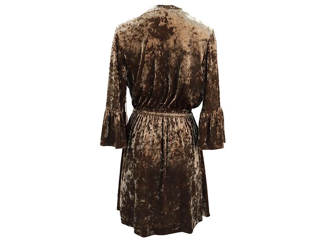 L'agence Riley Samt-Wickelkleid aus braunem Polyester - Ansicht 2