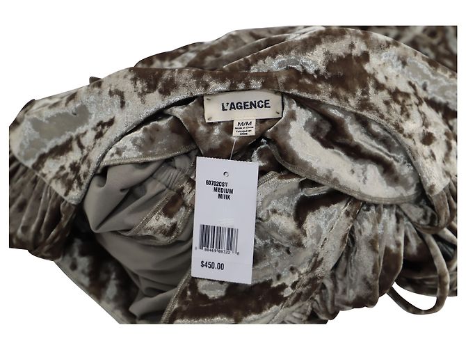 L'agence Riley Samt-Wickelkleid aus braunem Polyester - Ansicht 3