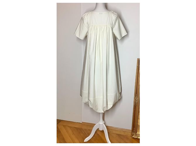 Vestido Jil Sander de algodón con dobladillo globo crema Crudo - vista 2