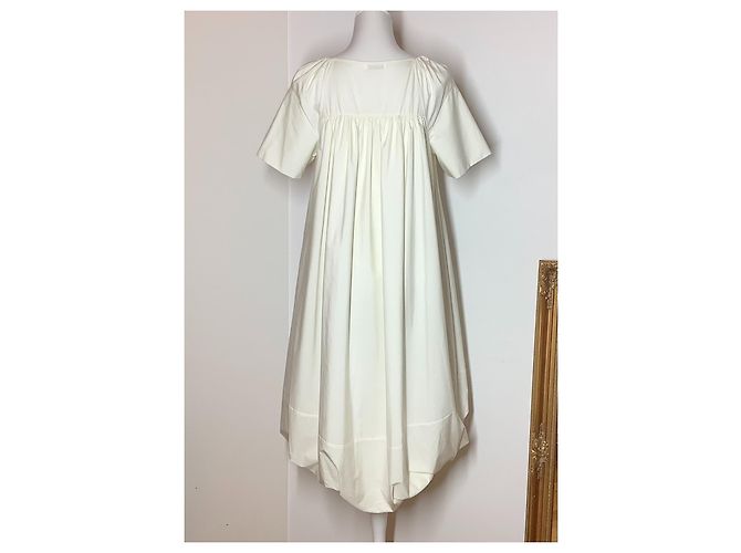 Vestido Jil Sander de algodón con dobladillo globo crema Crudo - vista 3
