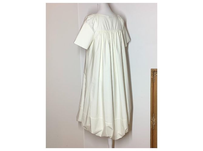 Vestido Jil Sander de algodón con dobladillo globo crema Crudo - vista 4
