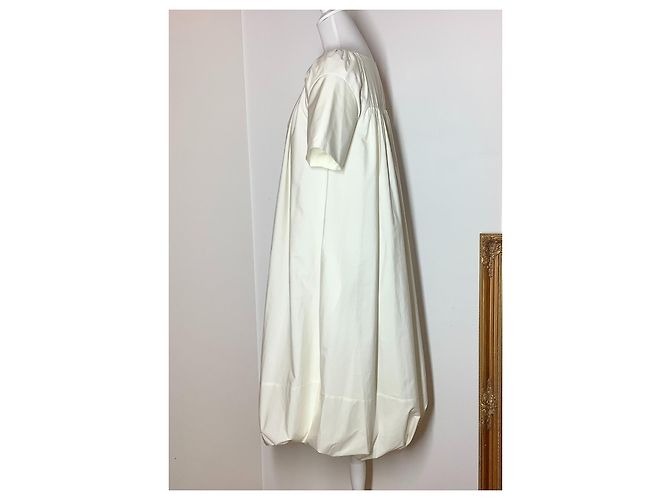 Vestido Jil Sander de algodón con dobladillo globo crema Crudo - vista 5