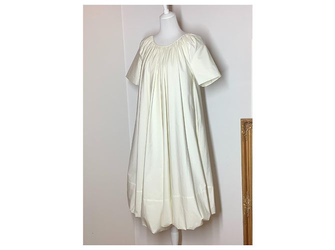 Vestido Jil Sander de algodón con dobladillo globo crema Crudo - vista 6