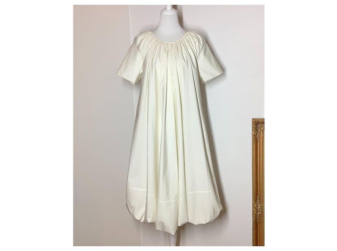 Vestido Jil Sander de algodón con dobladillo globo crema Crudo - vista 7