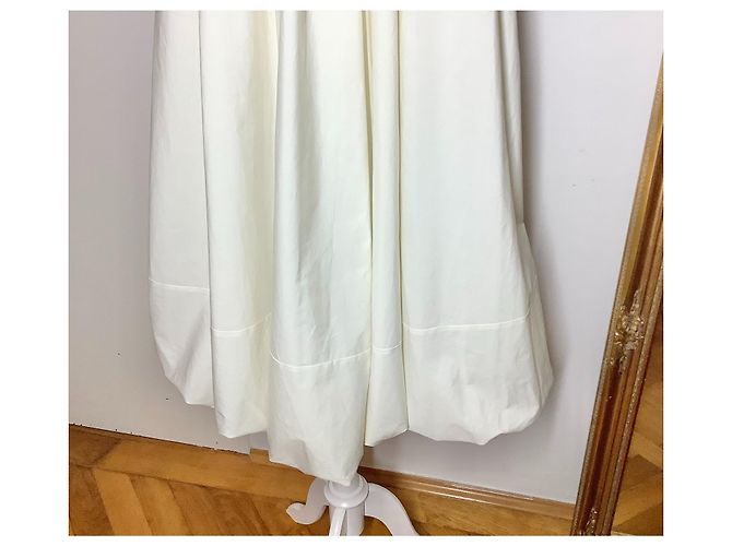 Vestido Jil Sander de algodón con dobladillo globo crema Crudo - vista 8
