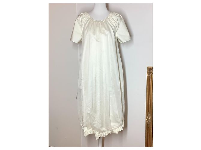 Vestido Jil Sander de algodón con dobladillo globo crema Crudo - vista 9