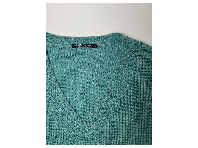 Autre Marque WooLovers Langer Pullover Grün Kaschmir Merino Wolle L - Ansicht 5