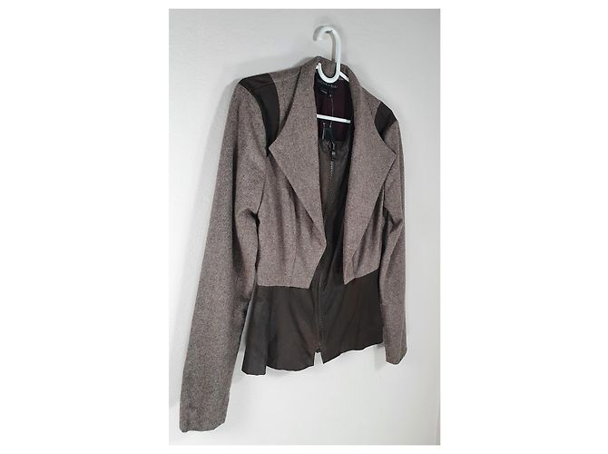 Autre Marque Sachin + Babi Brown Lamb Leather and Wool Jacket - view 2