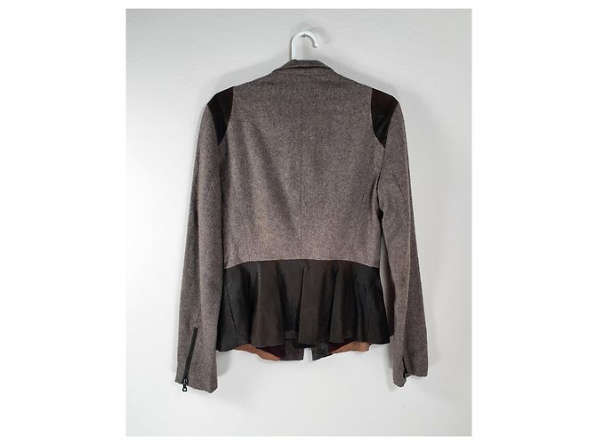 Autre Marque Sachin + Babi Brown Lamb Leather and Wool Jacket - view 3