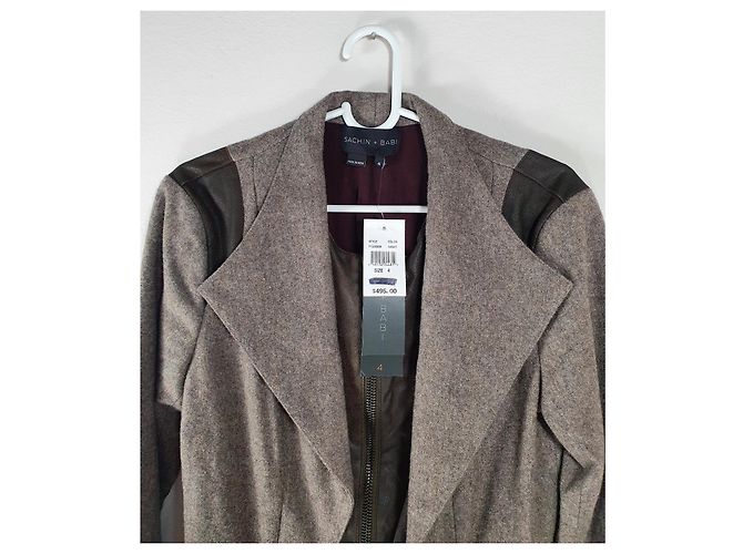 Autre Marque Sachin + Babi Brown Lamb Leather and Wool Jacket - view 5