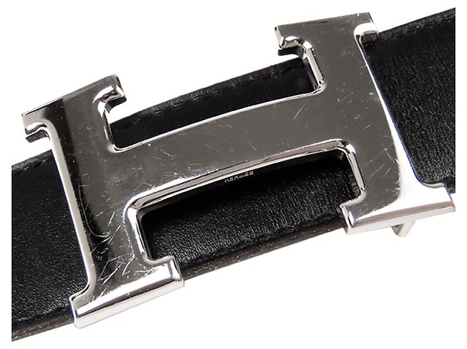 Hermès Hermes Black Constance Ledergürtel Schwarz Silber - Ansicht 2