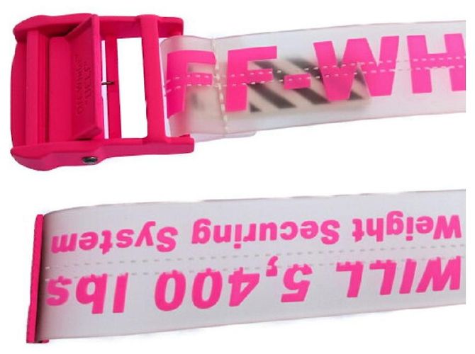 Off White [Used] OFF-WHITE 18SS Rubber Industrial Belt Rubber Industrial Logo Total Pattern Belt Pink - view 5