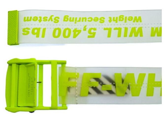 Off White [Used] OFF-WHITE 18SS Rubber Industrial Belt Rubber Industrial Logo Total Pattern Belt Yellow - view 5