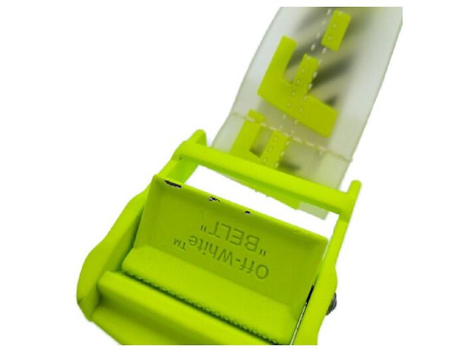 Off White [Used] OFF-WHITE 18SS Rubber Industrial Belt Rubber Industrial Logo Total Pattern Belt Yellow - view 6