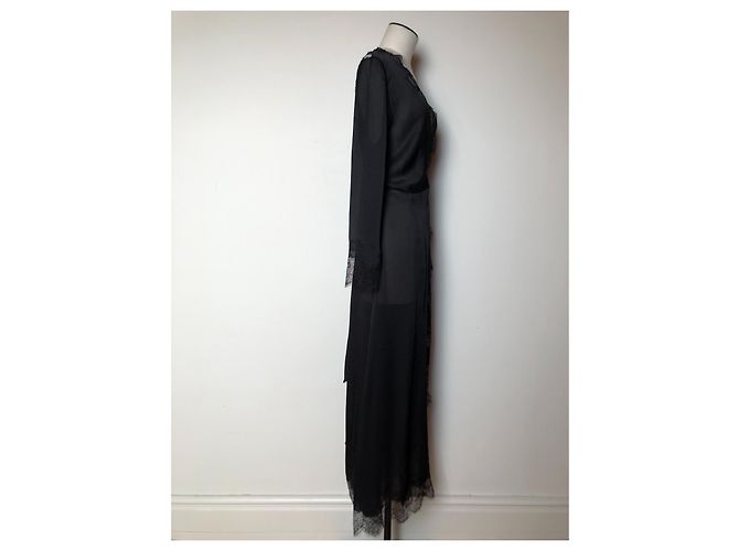 Carine Gilson Maxi robe preto de seda e renda - vista 10