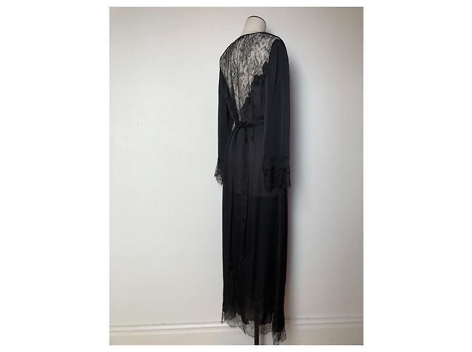 Carine Gilson Maxi robe preto de seda e renda - vista 11