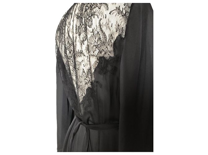 Carine Gilson Maxi robe preto de seda e renda - vista 12