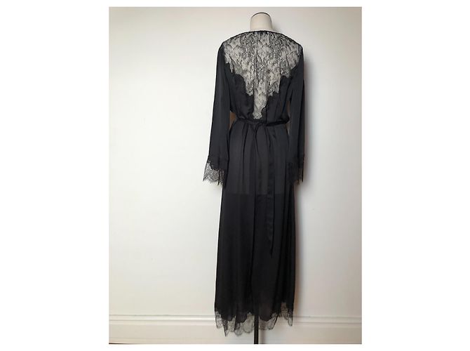 Carine Gilson Maxi robe preto de seda e renda - vista 13