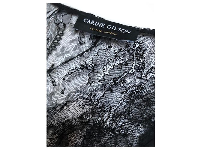 Carine Gilson Maxi robe preto de seda e renda - vista 2