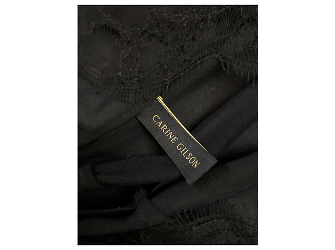 Carine Gilson Maxi robe preto de seda e renda - vista 3