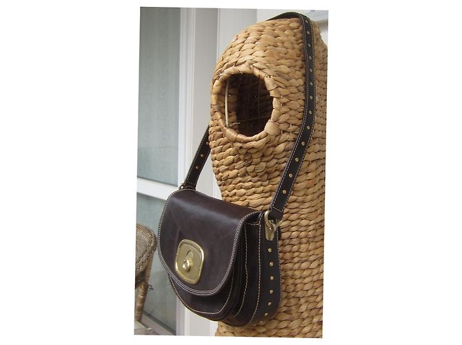 Borsa a tracolla Céline in pelle marrone scuro - vista 3
