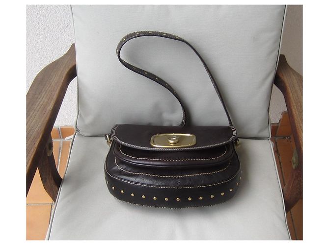 Borsa a tracolla Céline in pelle marrone scuro - vista 5