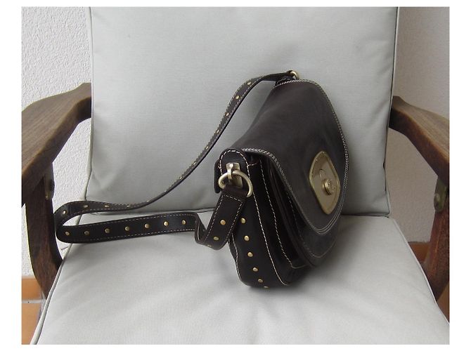 Borsa a tracolla Céline in pelle marrone scuro - vista 7