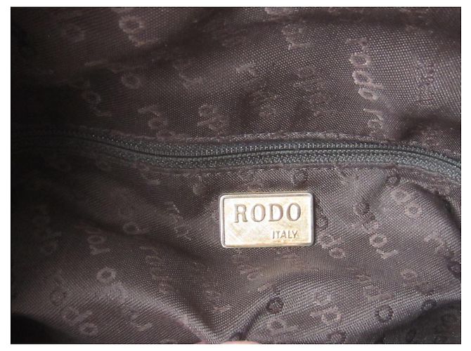 Borsa a secchiello Rodo in pelle stampata caimano nero cioccolato Marrone Castagno - vista 8
