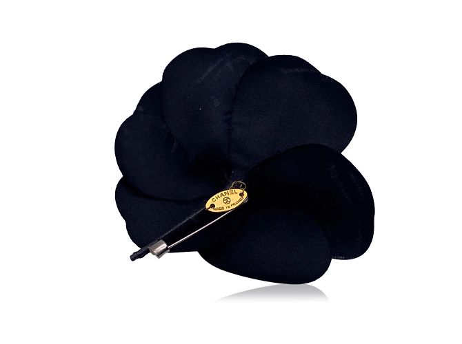 Chanel Spilla vintage con fiore di seta nera Camelia Camelia Nero - vista 2
