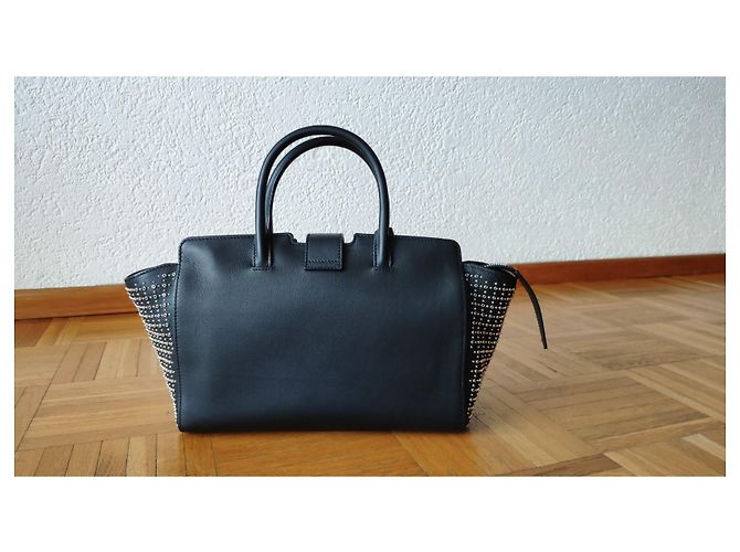 SAINT LAURENT CABAS B. BORSA IN PELLE CON BORCHIE Nero - vista 3