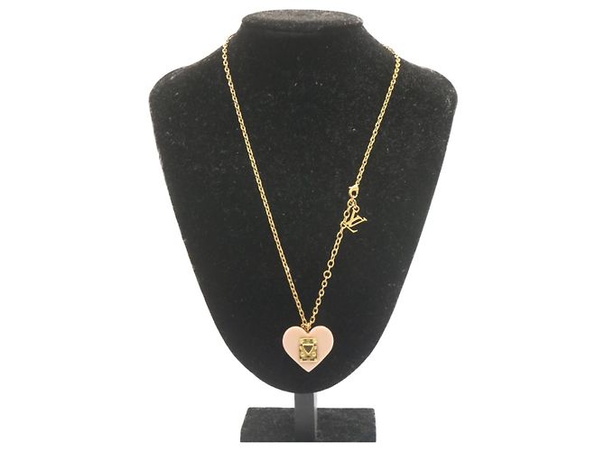 LOUIS VUITTON Pandantif Lock Me Collana Cuore Rosa Oro Tono LV Auth 28249 - vista 2
