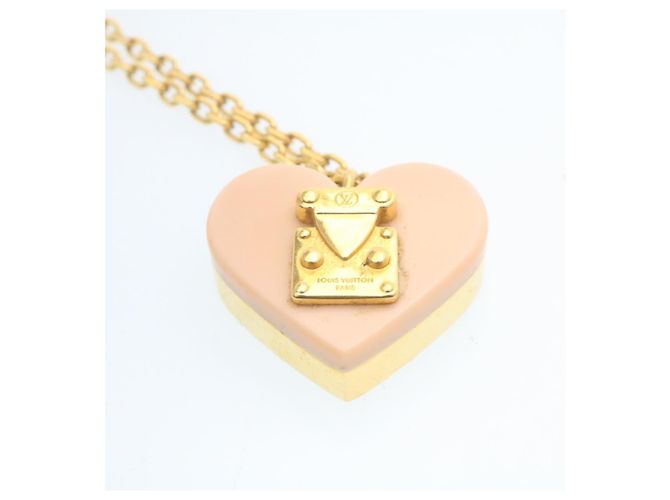 LOUIS VUITTON Pandantif Lock Me Collana Cuore Rosa Oro Tono LV Auth 28249 - vista 4