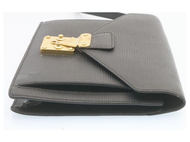 LOUIS VUITTON Pochette Epi Sellier Dragonne Nera M52612 LV Auth rz025 Nero - vista 3