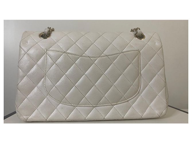 Borsa Chanel Caviar Jumbo singola con patta bianca Bianco - vista 2