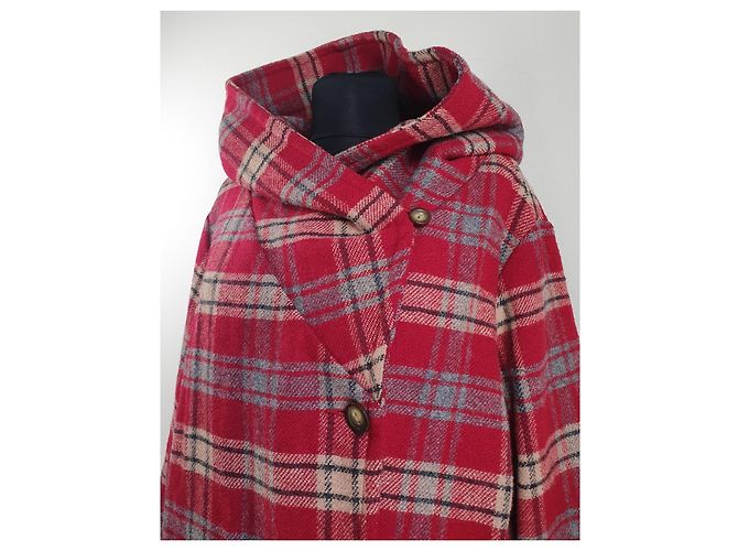 Cappotto con cappuccio Woolrich rosso lana e viscosa L Multicolore - vista 2