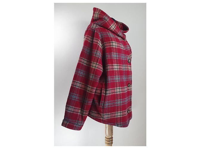 Cappotto con cappuccio Woolrich rosso lana e viscosa L Multicolore - vista 3