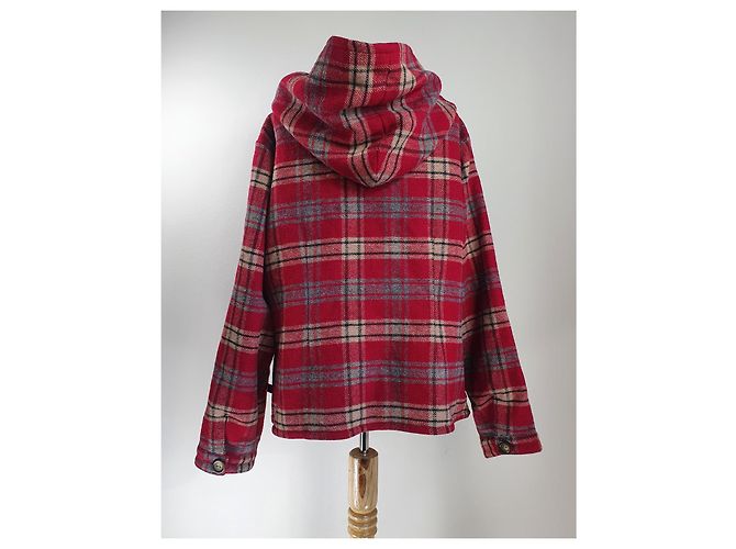 Cappotto con cappuccio Woolrich rosso lana e viscosa L Multicolore - vista 4