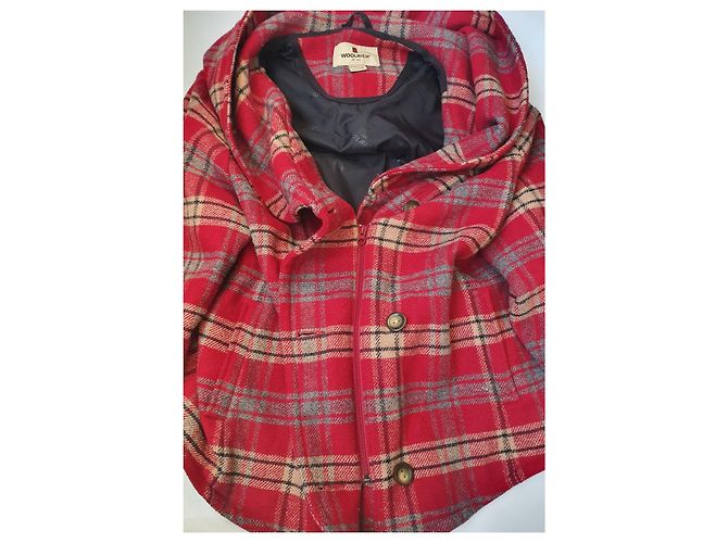 Cappotto con cappuccio Woolrich rosso lana e viscosa L Multicolore - vista 6