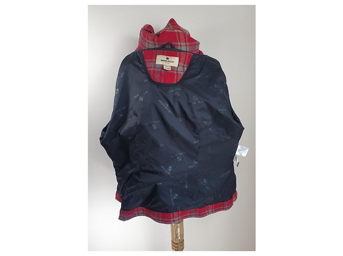 Cappotto con cappuccio Woolrich rosso lana e viscosa L Multicolore - vista 8