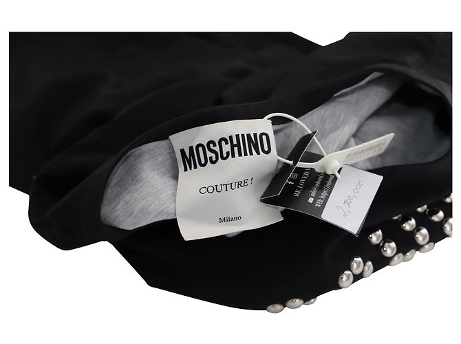 Abito chemisier con borchie Moschino in viscosa nera Nero - vista 3