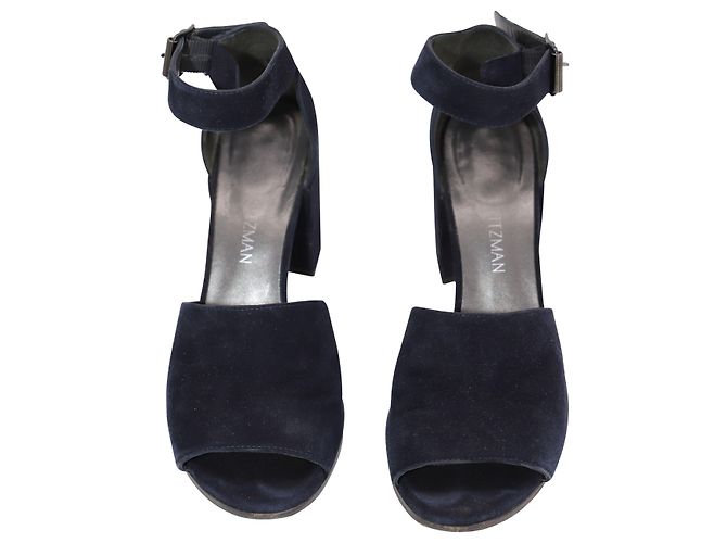 Sandali Stuart Weitzman Soho Gal Block in pelle scamosciata blu navy - vista 2