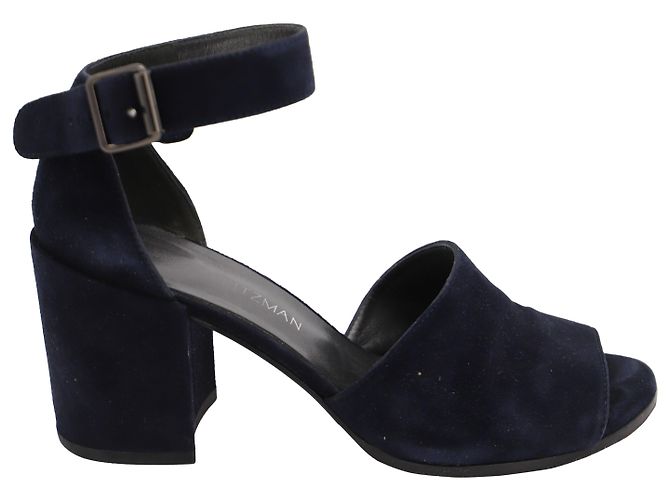 Sandali Stuart Weitzman Soho Gal Block in pelle scamosciata blu navy - vista 3