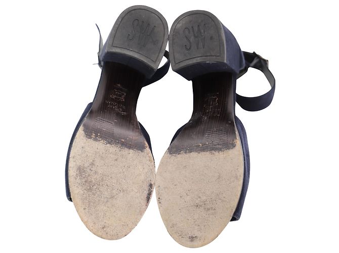 Sandali Stuart Weitzman Soho Gal Block in pelle scamosciata blu navy - vista 5