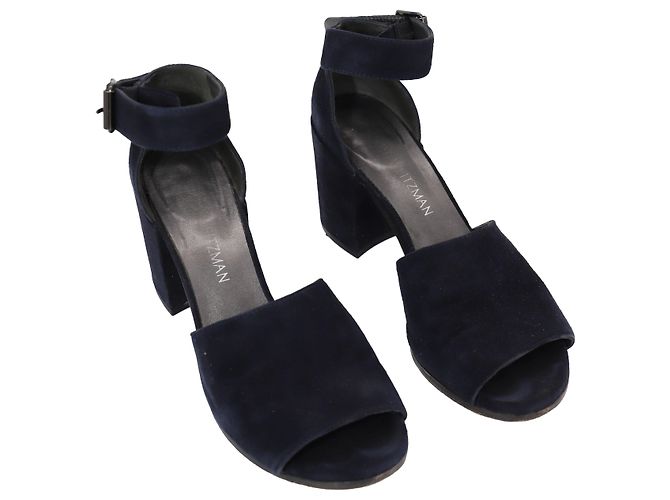 Sandali Stuart Weitzman Soho Gal Block in pelle scamosciata blu navy - vista 6