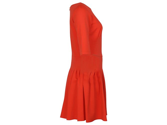 VESTIDO plisado Issa en Viscosa Naranja - vista 3